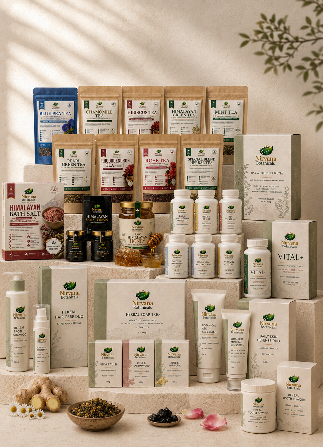 Nirvana Botanicals collection of Himalayan tea, honey, shilajit and herbal wellness products